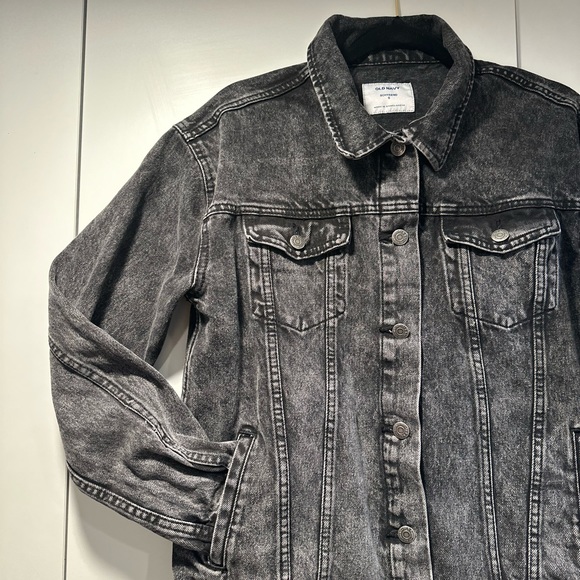 OLD NAVY BLACK ACID WASH BOYFRIEND DENIM JACKET - Picture 3 of 7